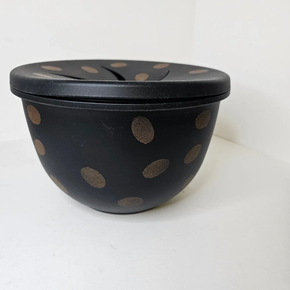 Cheetos Popcorn Snack Bowl Black with Orange Fingerprints Halloween